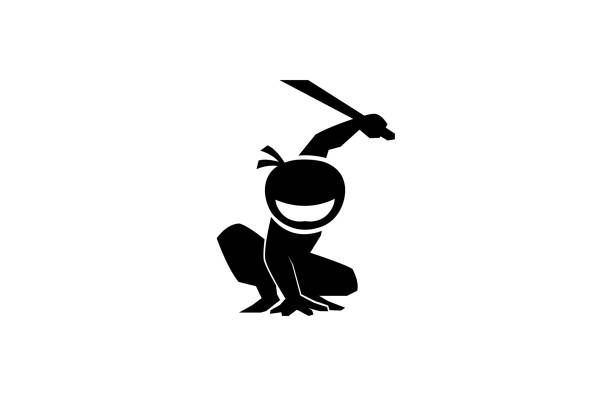ilustrações de stock, clip art, desenhos animados e ícones de creative black ninja  vector - ninja