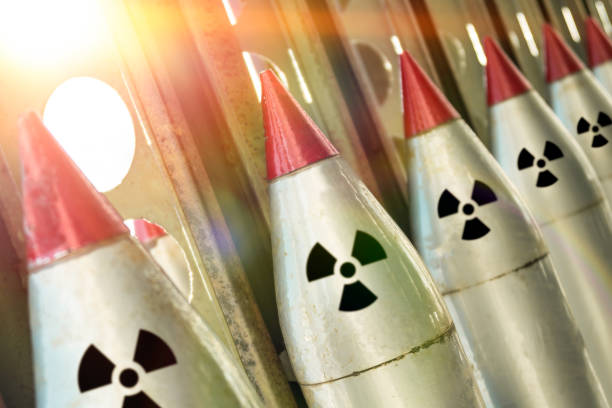 Missiles with warheads are ready to be launched. missile defense. Nuclear, chemical weapons. radiation. Weapons of mass destruction.