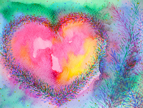 spiritual heart mind power mental floral watercolor painting illustration design