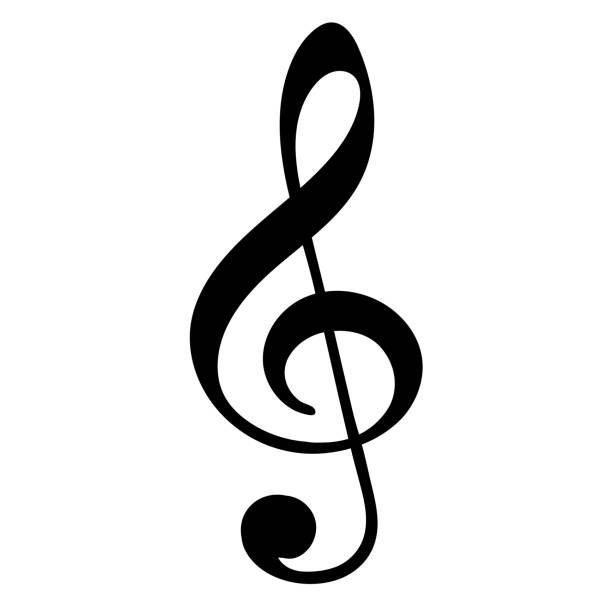 ilustraciones, imágenes clip art, dibujos animados e iconos de stock de clave de agudos sobre fondo blanco - treble clef