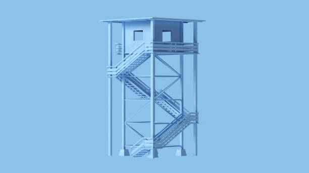 istock Pale Blue Large Watch Tower with Stairs 3 Quarter View 1145890219