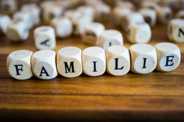 istock Family written in German with wooden cube 1145892046
