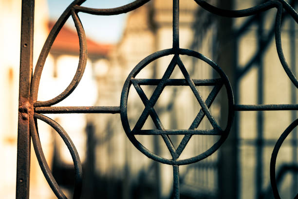 istock Jewish Star of David on Iron Gate outside Synagogue 1145892150