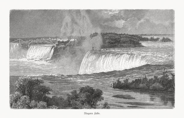 The Niagara Falls, Canadian side. Wood engraving after a photograph, published in 1897.