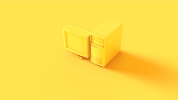 istock Yellow Old Desktop Computer and Monitor 1145896741
