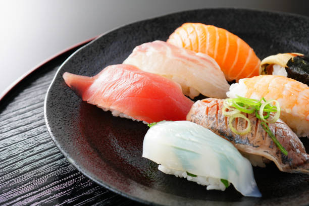 istock Sushi on a plate. Japanese food. 1145897898