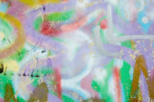 istock Cracked and peeling colorful paint, grunge old wall texture. Tempalte for design 1145898003
