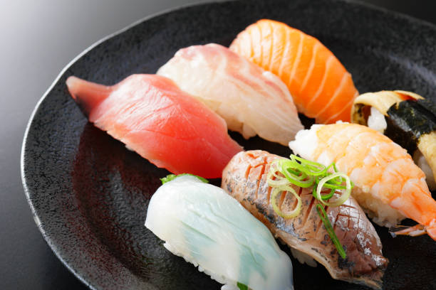 istock Sushi on a plate. Japanese food. 1145898019