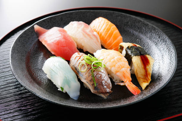 istock Sushi on a plate. Japanese food. 1145898113