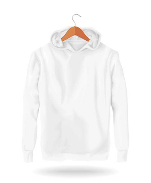 Hoodie Vector Mockup Template Realistic Fashion Sleeve Cotton Sweater Unisex vector art illustration