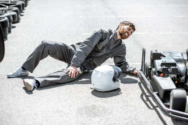istock Racer with trauma on the track 1145903709