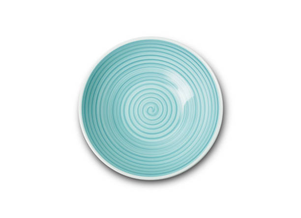 istock Empty green ceramic plate with spiral pattern in watercolor styles 1145904399