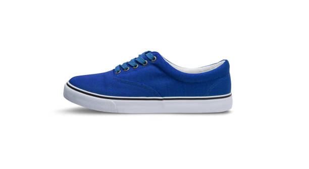 istock Blue canvas shoes isolated on white background 1145904461