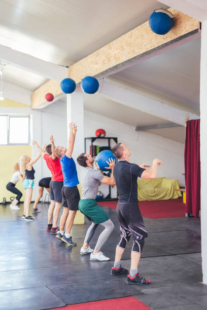 istock Exercising with medicine ball 1145905588