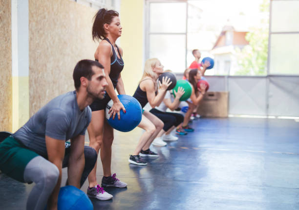istock Exercising with medicine ball 1145905633