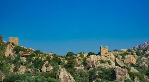 Photo of Ancient, Temple  Heracleia ruins in Bafa Lake National Park Turkey. Milas, Aydin, Turkey. Besparmak Mountains.