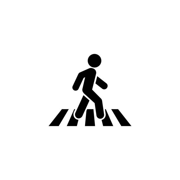 crosswalk-symbolsymbol-logo-vorlage. vektor - crossing stock-grafiken, -clipart, -cartoons und -symbole