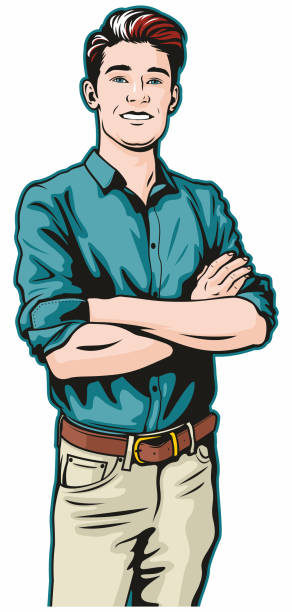 Man with Folded Arms vector art illustration