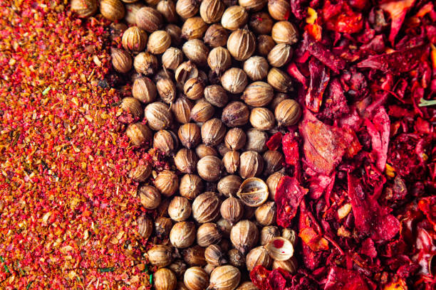 istock Various colourful spices close up macro background 1145912920