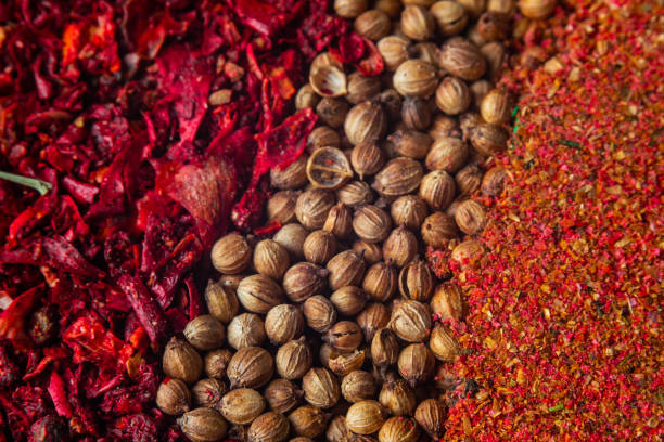 istock Various colourful spices close up macro background 1145912996