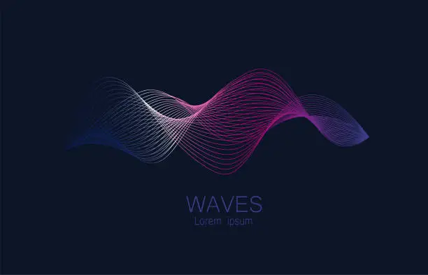 Vector illustration of Abstract waves lines gradient colors vector.
