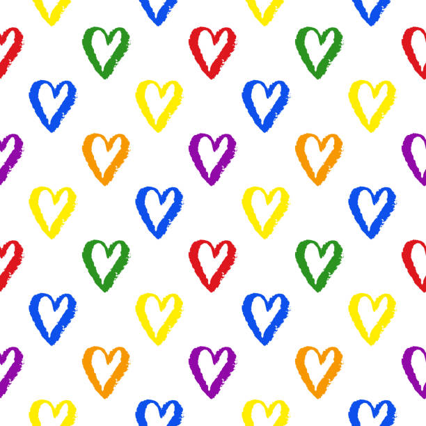 istock Vector grunge hand drawn colorful abstract seamless pattern with hearts. LGBT, gay and lesbian pride rainbow texture. Vector symbol of gay pride design element. 1145916026