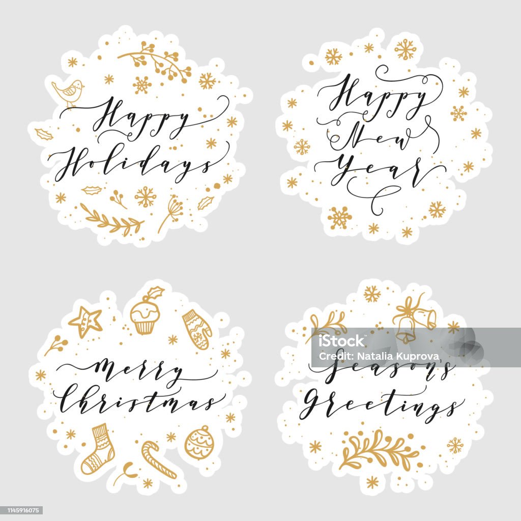Christmas And Happy New Year Wishes For Labels Emblems Logo Text ...
