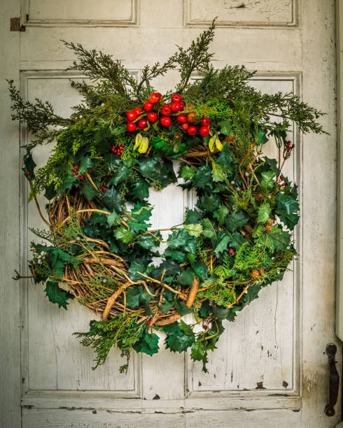 istock Christmas Wreath on Front Door 1145916175