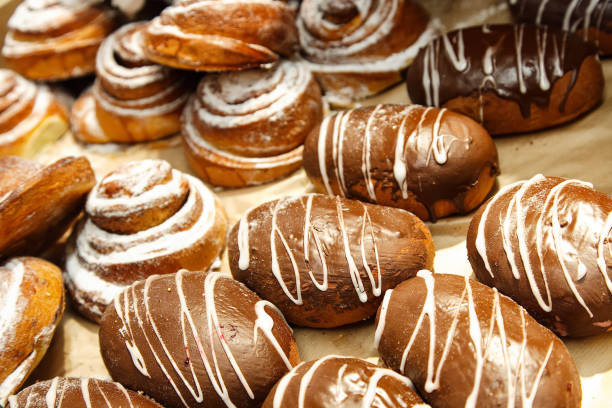 istock Sweet pastry buns close-up 1145921467