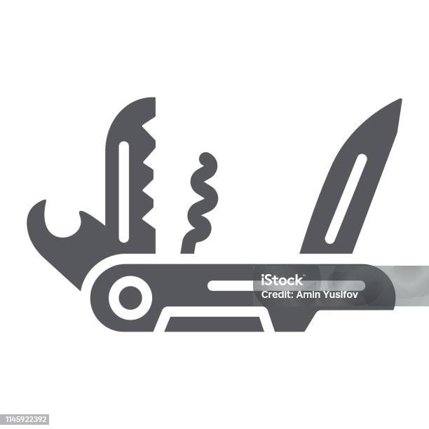 Multi Tool Glyph Icon Camping And Multifunction Pocket Knife Sign Vector Graphics A Solid Pattern On A White Background Stock Illustration - Download Image Now