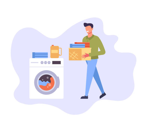 1,091 Man Washing Clothes Illustrations & Clip Art - iStock | Woman  cooking, Washing machine, Man cleaning
