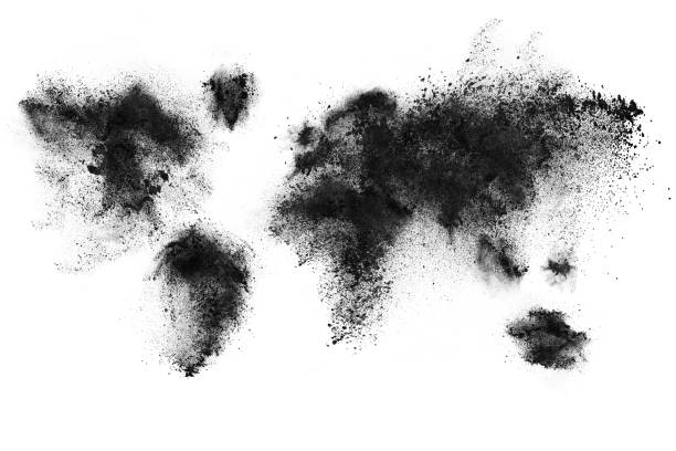 Abstract design of dark powder explosion stock photo