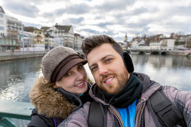 istock Couple taking a selfie at Zurich, Switzerland 1145925833