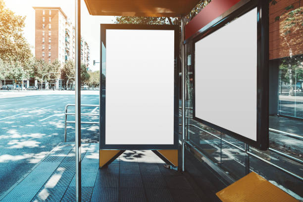 istock Posters mockups inside of a bus stop 1145925860