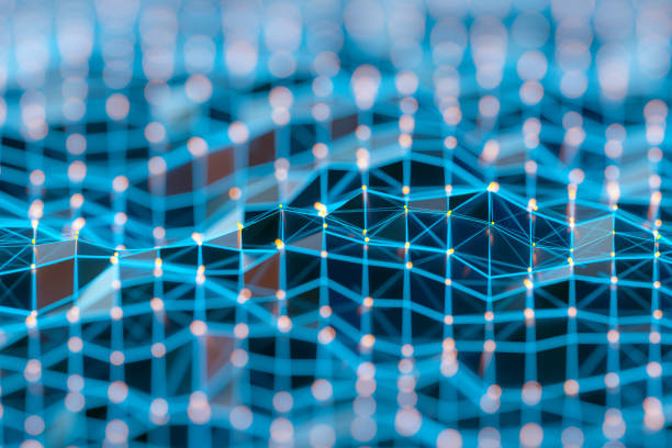 istock Abstract background of spheres and wire-frame landscape 1145930993