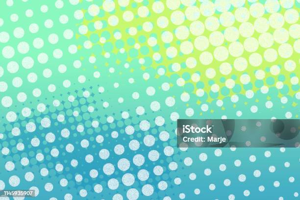 Half Tone Background Brightly Colored Teal Aqua Green Yellow Stock Illustration - Download Image Now