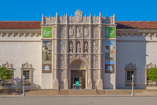 San Diego Museum of Art at Balboa Park in San Diego, California, USA on a sunny day.