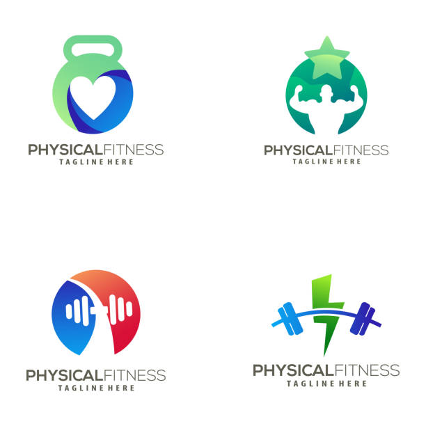 nowoczesne logo fitness i projekt ikon - grass area flash stock illustrations