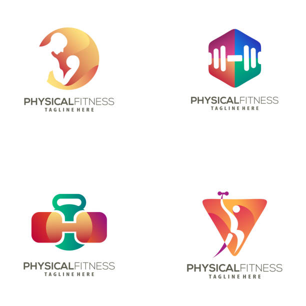 nowoczesne logo fitness i projekt ikon - grass area flash stock illustrations