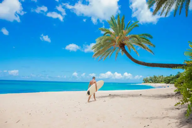 Photo of Surfer walking on the beach