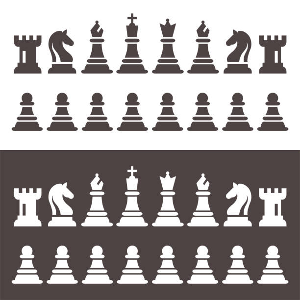 illustrations, cliparts, dessins animés et icônes de pièces d’échecs figures en style plat vecteur illustration. jeu d’icônes d’échecs noir. - chess leisure games chess queen skill