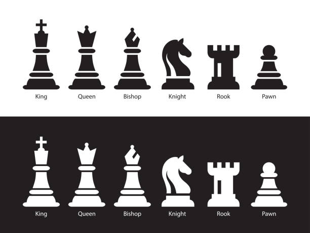 conjunto de ícones de peças de xadrez, estilo de estrutura de tópicos  8793899 Vetor no Vecteezy