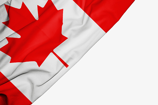 Canada flag of fabric with copyspace for your text on white background