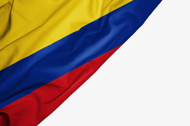 istock Colombia flag of fabric with copyspace for your text on white background 1145959213