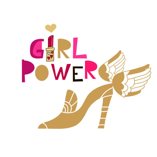 Girl power poster1 Girl power lettering in cartoon style. Woman motivational slogan. Women empowerment movement pattern. Inscription for t shirts, posters, cards. Vector illustration. cartoon of the crown art free stock illustrations