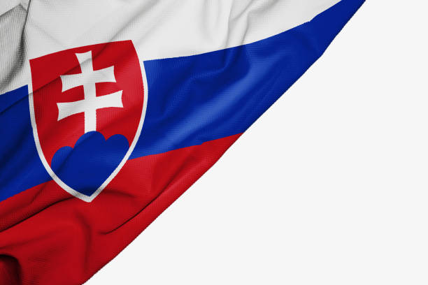 istock Slovakia flag of fabric with copyspace for your text on white background 1145963198