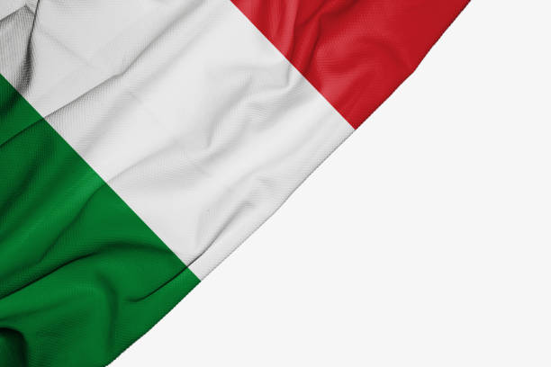 Italian flag of fabric with copyspace for your text on white background