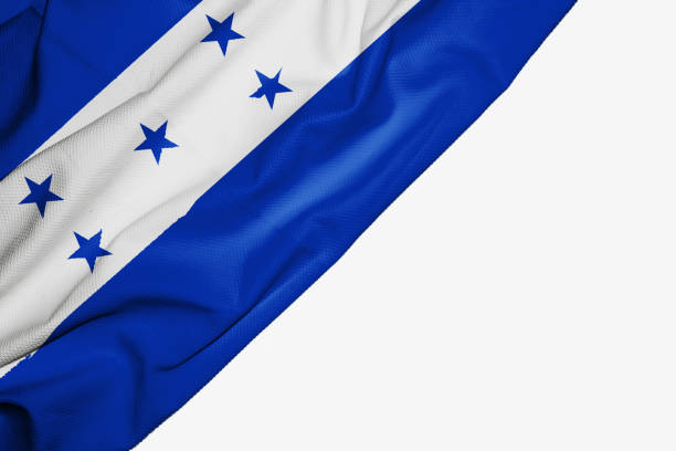 Honduras flag of fabric with copyspace for your text on white background