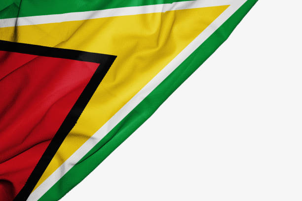 istock Guyana flag of fabric with copyspace for your text on white background 1145963587