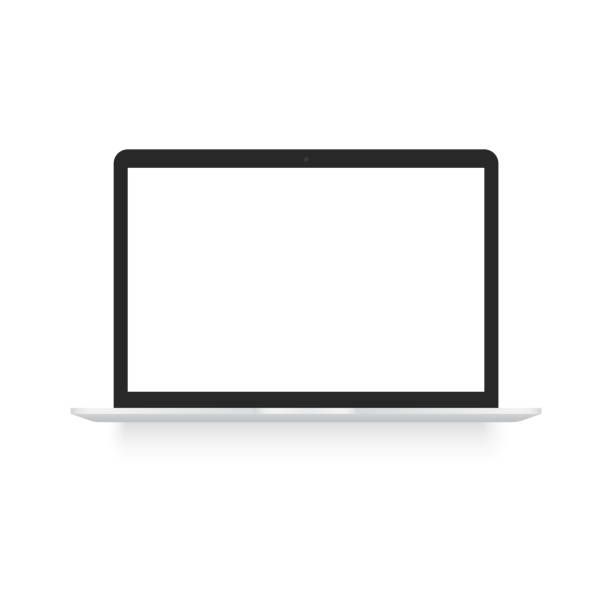 ilustraciones, imágenes clip art, dibujos animados e iconos de stock de laptop negra simulada con sombra suave. vector. - impermeable